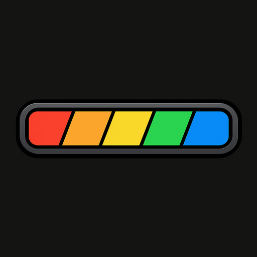 Barra de progreso de colores.
In-Game asset.  2d.  High contrast.  No shadows