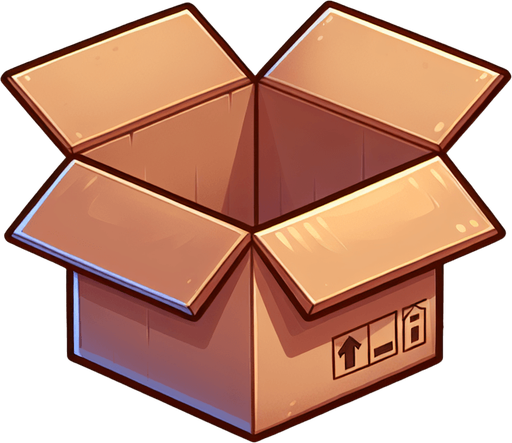 Paper box open, side view, cartoon art, No UI elements in the picture like popups, close buttons etc..
Single Game Texture. In-Game asset. 2d. Blank background. High contrast. No shadows.