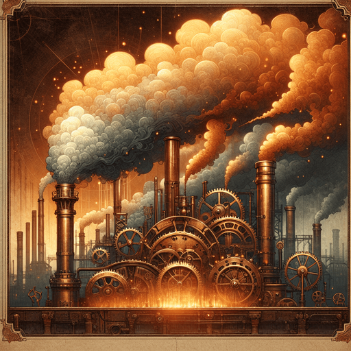 A hand-painted, steampunk-style illustration of billowing steam and smoke, rich with warm copper tones and industrial textures. The vapor swirls dynamically around intricate brass gears and pipes, glowing with subtle orange highlights as if lit by flickering gaslight. The painting style should mimic traditional concept art with visible brush strokes, soft edges, and a slightly weathered, vintage feel. The background features hints of a dimly lit factory, with atmospheric perspective fading into deep browns and blues. The steam itself appears thick, almost liquid, with a mix of transparency and volumetric density, evoking a sense of pressurized heat. Artstation trending, fantasy illustration, painterly style, warm lighting.
Single Game Texture.  In-Game asset.  2d.  Blank background.  High contrast.  No shadows