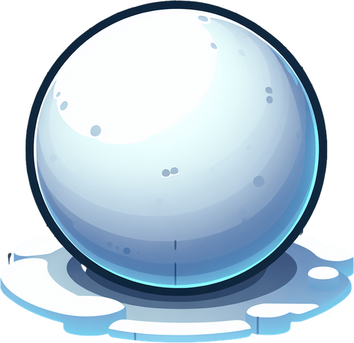 a round giant snowball, cartoon Single Game Texture. In-Game asset. 2d. Blank background. High contrast. No shadows.