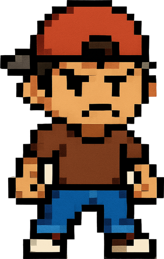 bad regular casual kid full body 2d pixel art.
In-Game asset.  2d.  High contrast.  No shadows