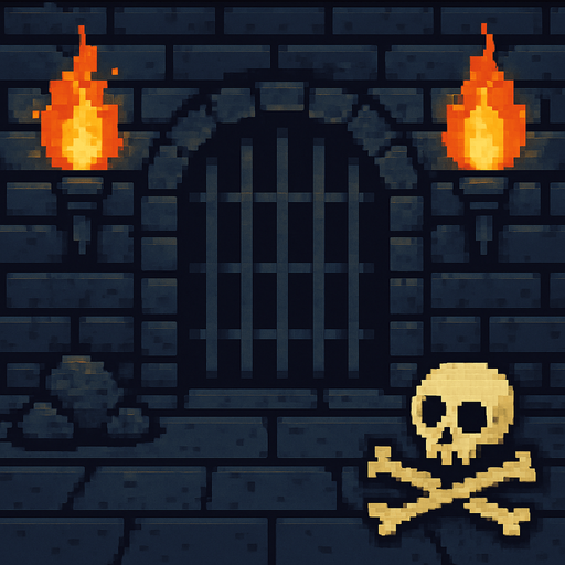 Make it retro pixelart arcade style and also aligne the torches