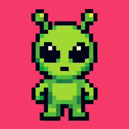 allien pixel.
In-Game asset.  2d.  High contrast.  No shadows