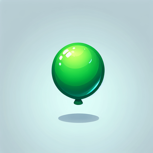 yeşil balon.
Single Game Texture.  In-Game asset.  2d.  Blank background.  High contrast.  No shadows