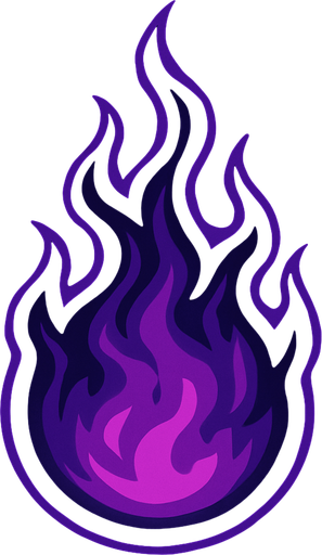 Karanlık morumsu ateşi yukarı doğru olan alev topu.
In-Game asset.  2d.  High contrast.  No shadows