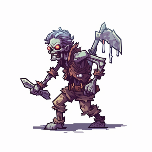 Enemy zombie archer walking to the left.
Game Texture. In-Game asset. 2d. Pixelart. White background. Blank background. Low detail. High contrast.