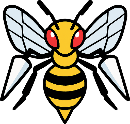 Beedrill visto desde arriba.
In-Game asset.  2d.  High contrast.  No shadows