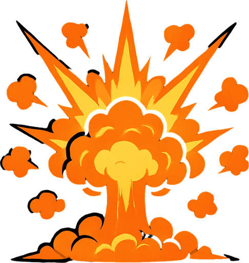 Symmetrical explosion.
In-Game asset.  2d.  High contrast.  No shadows