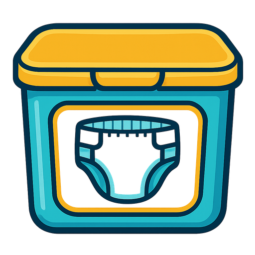Diaper container top down.
In-Game asset.  2d.  High contrast.  No shadows