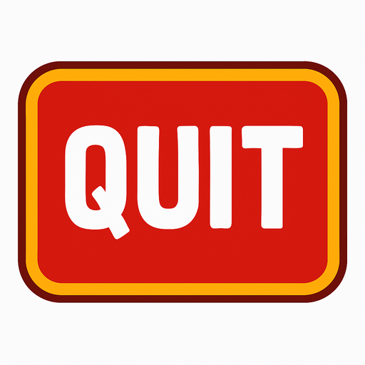 Quit button for video game.
In-Game asset.  2d.  High contrast.  No shadows