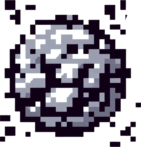 meteorite sprite old nintendo game.
2d.  Blank background.  High contrast.  No shadows