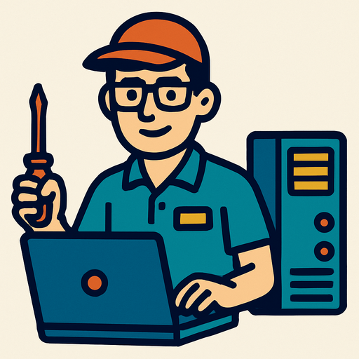 Bilgisayar teknikeri personel.
In-Game asset.  2d.  High contrast.  No shadows