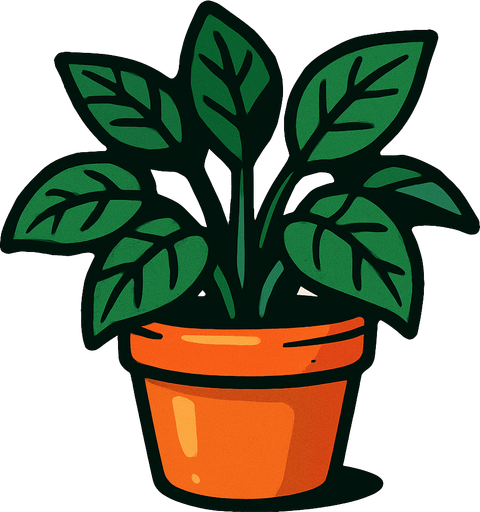 Potted plant.
In-Game asset.  2d.  High contrast.  No shadows