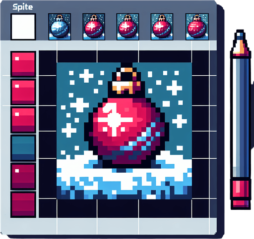 16 bit sprite of a christmas ornament Single Game Texture. In-Game asset. 2d. Blank background. High contrast. No shadows.