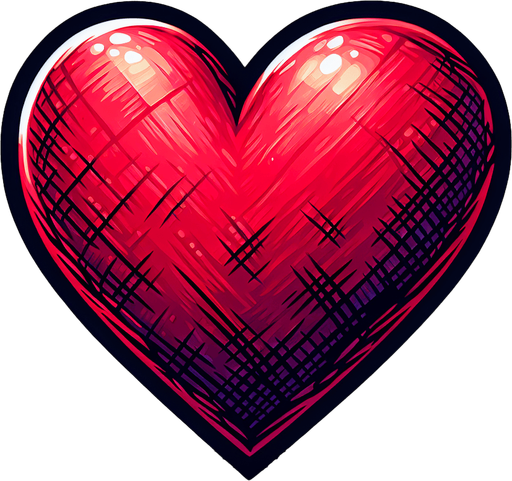 Red heart.
Single Game Texture.  In-Game asset.  2d.  Blank background.  High contrast.  No shadows