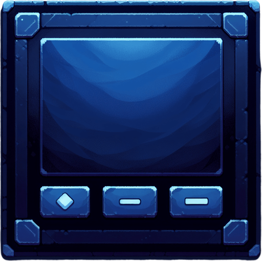 A dark blue rectangle background with rounded edges to place text on top of for a menu..
Single Game Texture. In-Game asset. 2d. Blank background. High contrast. No shadows.