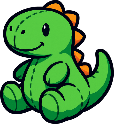 Green dino plushie.
In-Game asset.  2d.  High contrast.  No shadows