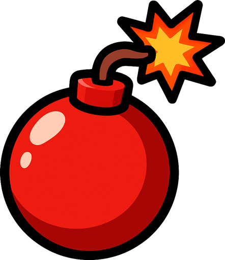 red bomb.
In-Game asset.  2d.  High contrast.  No shadows