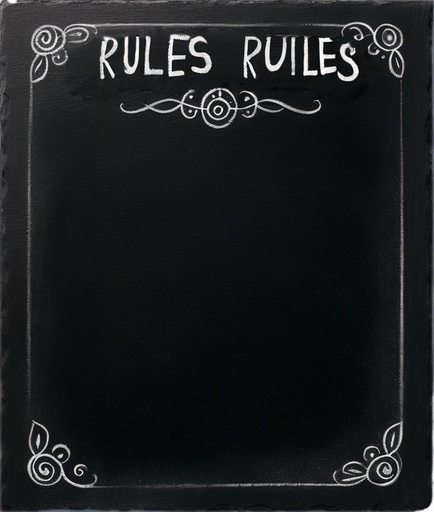 "RULES" handwritten in chalk