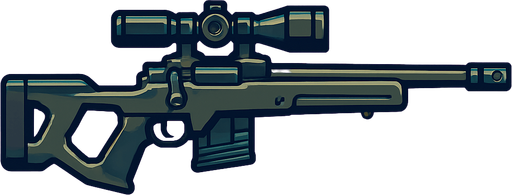 Sniper rifle rotated 90 degrees.
In-Game asset.  2d.  High contrast.  No shadows
