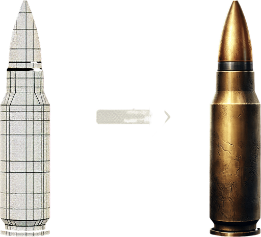 Large Bullet.
Single Game Texture. In-Game asset. 2d. Blank background. High contrast. No shadows.