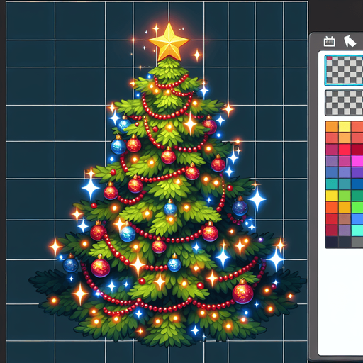 christmas tree.
Single Game Texture. In-Game asset. 2d. Blank background. High contrast. No shadows.