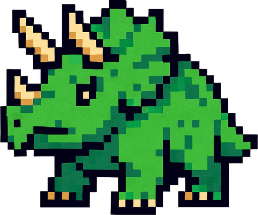 Triceraptos pixel.
In-Game asset.  2d.  High contrast.  No shadows