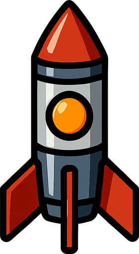 Tiny missile pointing up.
In-Game asset.  2d.  High contrast.  No shadows