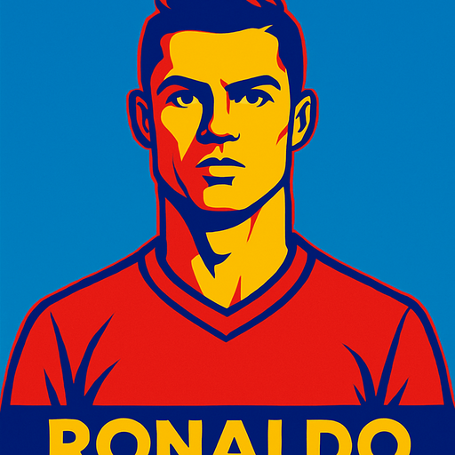 Cristiano Ronaldo.
In-Game asset.  2d.  High contrast.  No shadows