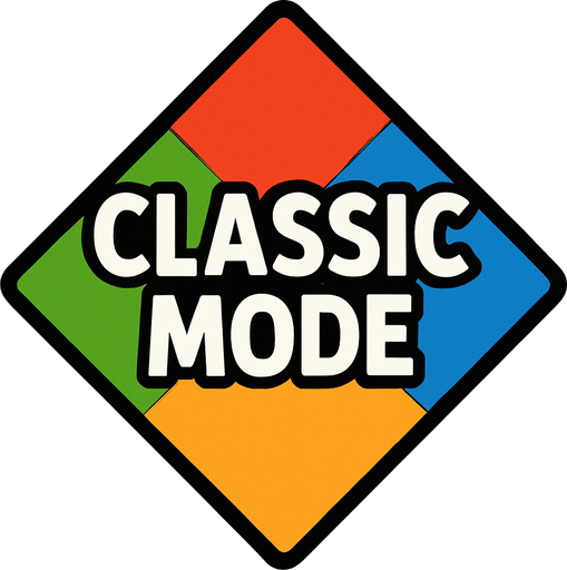 Diamond shaped colourful classic mode button.
In-Game asset.  2d.  High contrast.  No shadows