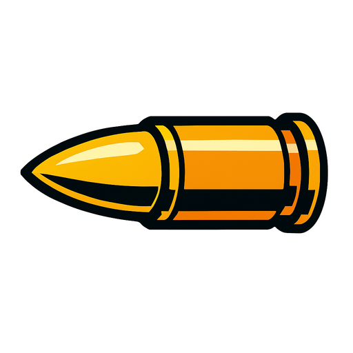 A bullet.
In-Game asset.  2d.  High contrast.  No shadows