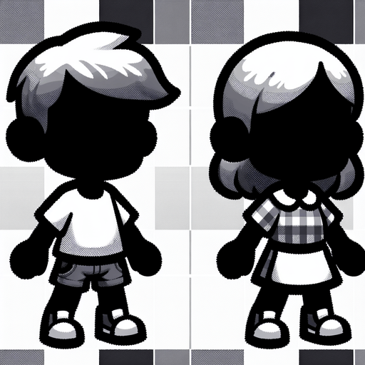 Character that means boy or girl.
Single Game Texture. In-Game asset. 2d. Blank background. High contrast. No shadows.