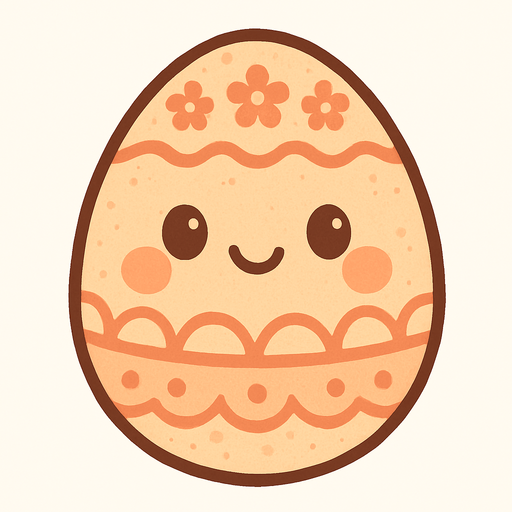 create a cute egg with some pattern and a peach and bege colors.
In-Game asset.  2d.  High contrast.  No shadows