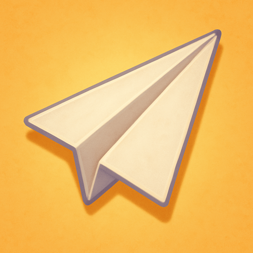 A paper plane. Cute soft graphics. soft ambient light. semi-matte to satin surfaces. naturalistic with slight saturation boost colors. 
In-Game asset.  2d.  High contrast.  No shadows. top down..
In-Game asset.  2d.  High contrast.  No shadows