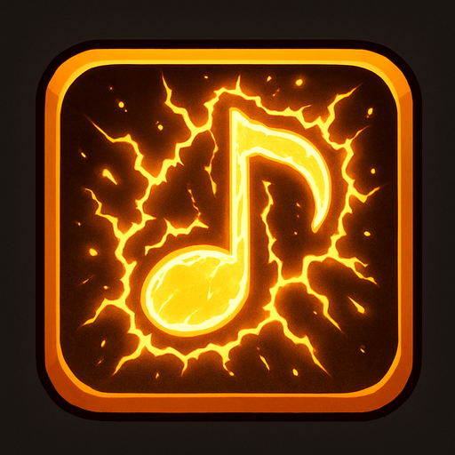 Generame una boton con dentro de forma de una nota musical con efectos de energia.
In-Game asset.  2d.  High contrast.  No shadows