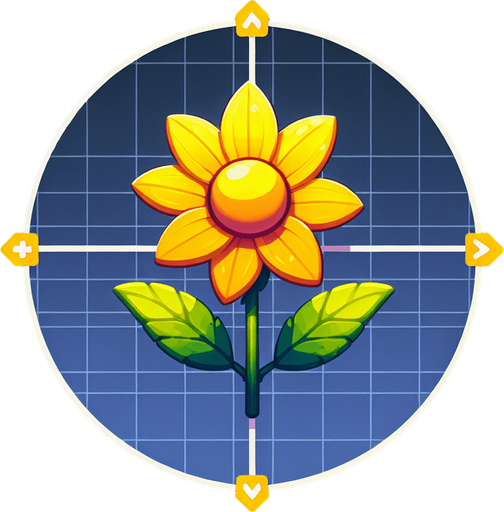 yellow 
flower.
Single Game Texture.  In-Game asset.  2d.  Blank background.  High contrast.  No shadows