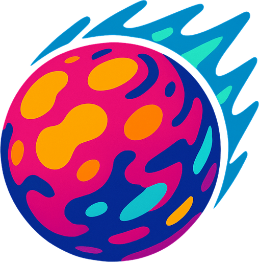 colorful meteor ball no flame effect.
In-Game asset.  2d.  High contrast.  No shadows