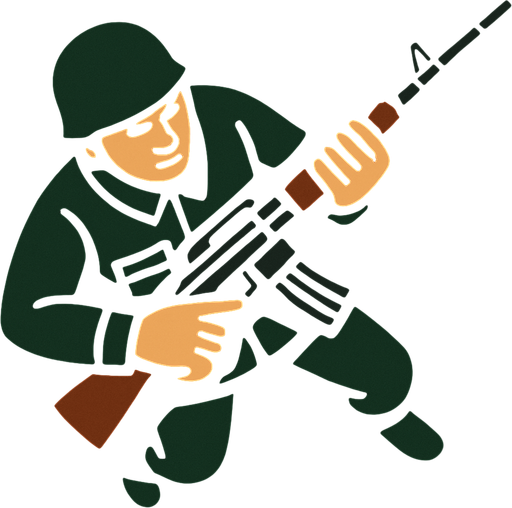 Make it view from sky and change color of rifle to black and brown