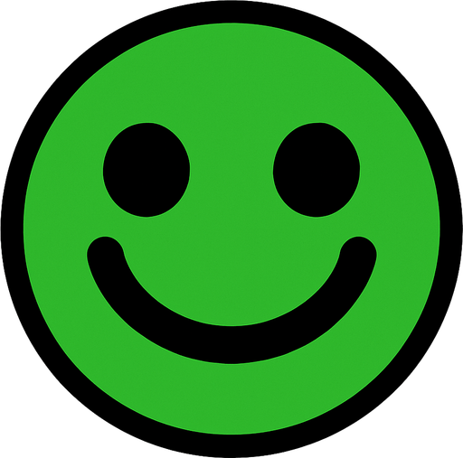 green circle with smile.
In-Game asset.  2d.  High contrast.  No shadows