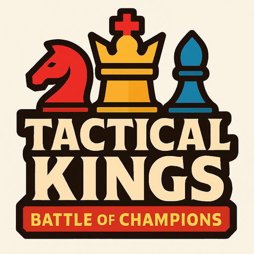 Create a logo for this game based on this description:

Title: "Tactical Kings: Battle of Champions"
A fantasy-themed, chess-inspired strategy game where players control unique units with predefined attack zones. Victory comes from eliminating the opponent’s King by strategically positioning characters on a 5x10 grid..
In-Game asset.  2d.  High contrast.  No shadows