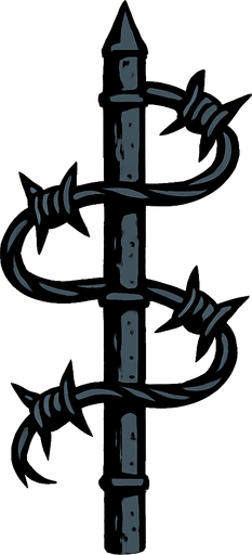 barbed iron pole.
In-Game asset.  2d.  High contrast.  No shadows