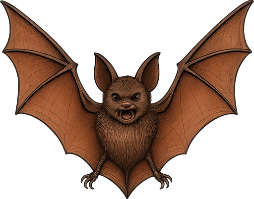a realistic bat. No background. Transparent background. Blank background. No shadows. 2d. In-Game asset. flat