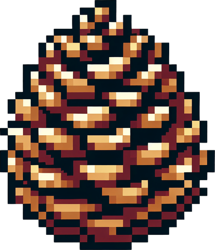 A pine cone. Pixelart. Single Game Texture. In-Game asset. 2d. Blank background. High contrast. No shadows.