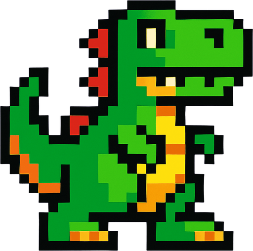 2D Retro Dinozor.
In-Game asset.  2d.  High contrast.  No shadows