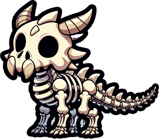 Скелет дракона. Мультяшный.
Single Game Texture.  In-Game asset.  2d.  Blank background.  High contrast.  No shadows