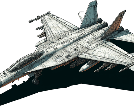 sideway view of a fighter jet. . .
In-Game 2d asset.  transparent background. horizontal. No shadows.