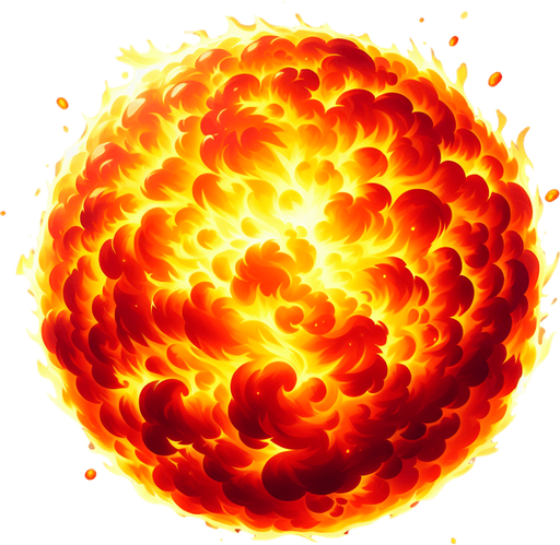 ball fire after explotion.
Single Game Texture.  In-Game asset.  2d.  Blank background.  High contrast.  No shadows