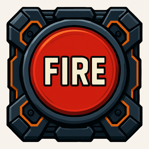 fire button for tank game controller. Fire button in mecha style.
In-Game asset.  2d.  High contrast.  No shadows