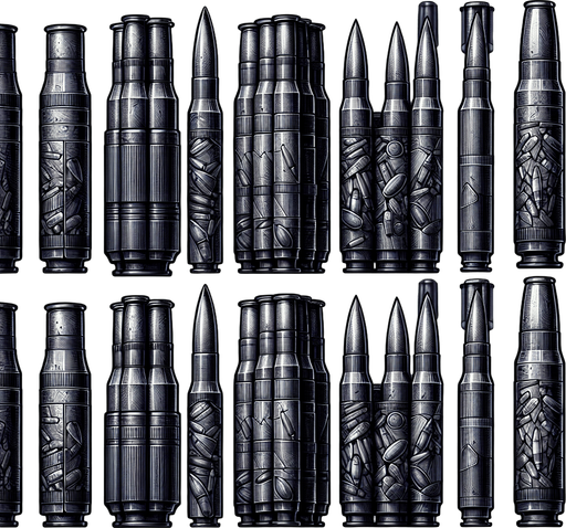 Ammo.
Single Game Texture. In-Game asset. 2d. Blank background. High contrast. No shadows.