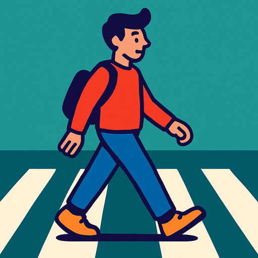 make me a person who crossing the road left to right.
In-Game asset.  2d.  High contrast.  No shadows
